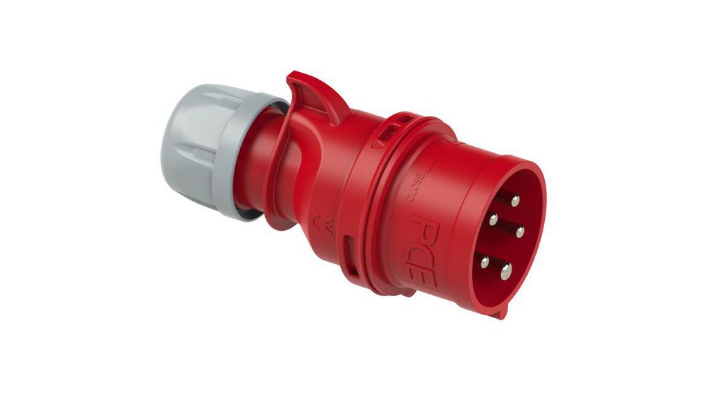 PC Electric, SHARK IP44 Red, White Screw Mount 5 Connector Plug, Rated At 32A, 400 V