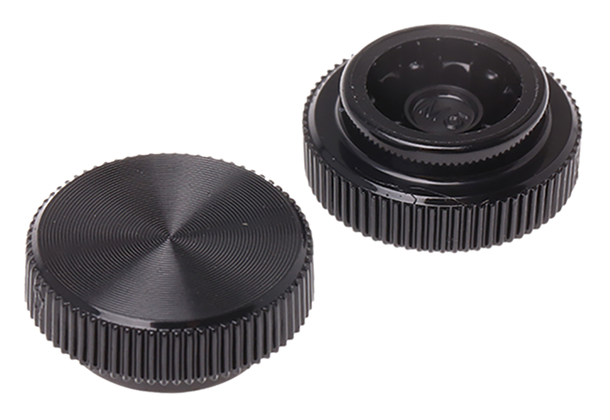 RS PRO Black Knurled Clamping Knob, M5, Unthreaded Hole