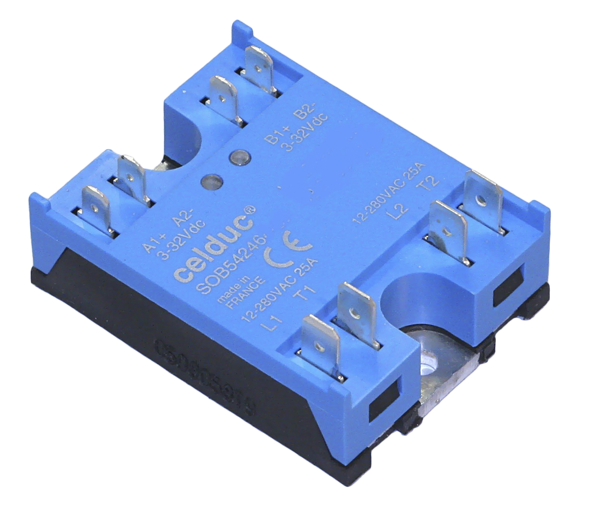 Celduc SOB8 Series Solid State Relay, 2 x 35 A Load, Panel Mount, 600 V ac Load, 30V ac/dc Control