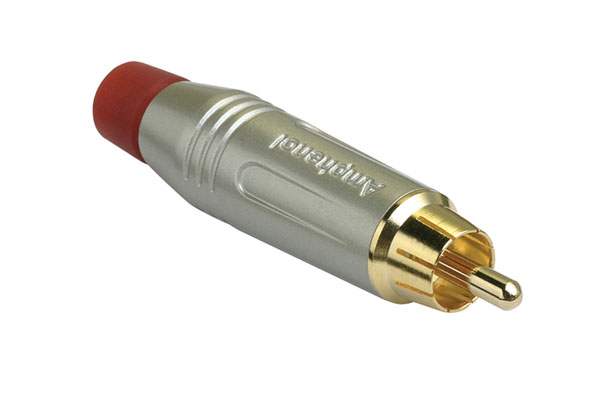 Amphenol Industrial Satin Gold Cable Mount RCA Plug, Gold, 10A