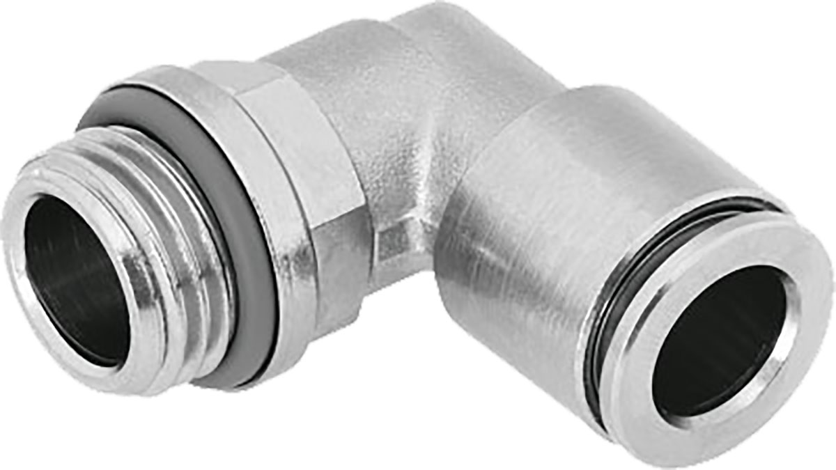 Festo NPQH Series Elbow Threaded Adaptor, G 3/8 Male to Push In 14 mm, Threaded-to-Tube Connection Style, 578290