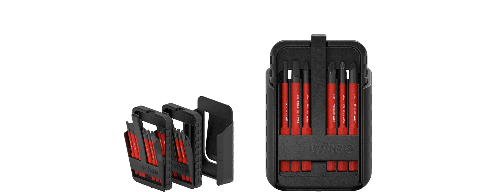 Wiha Electric Bit Set 12 Pieces, Hex-Plus, Phillips, Pozidriv, Slotted, Torx