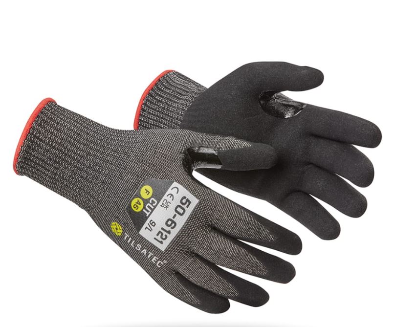Tilsatec Black, Grey Tilsatec RhinoYarn Cut Resistant Gloves, Size 10, Nitrile Foam Coating