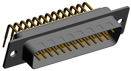 Norcomp SEAL-D 25 Way Right Angle Plug-In Mount D-sub Connector Plug, 2.77mm Pitch