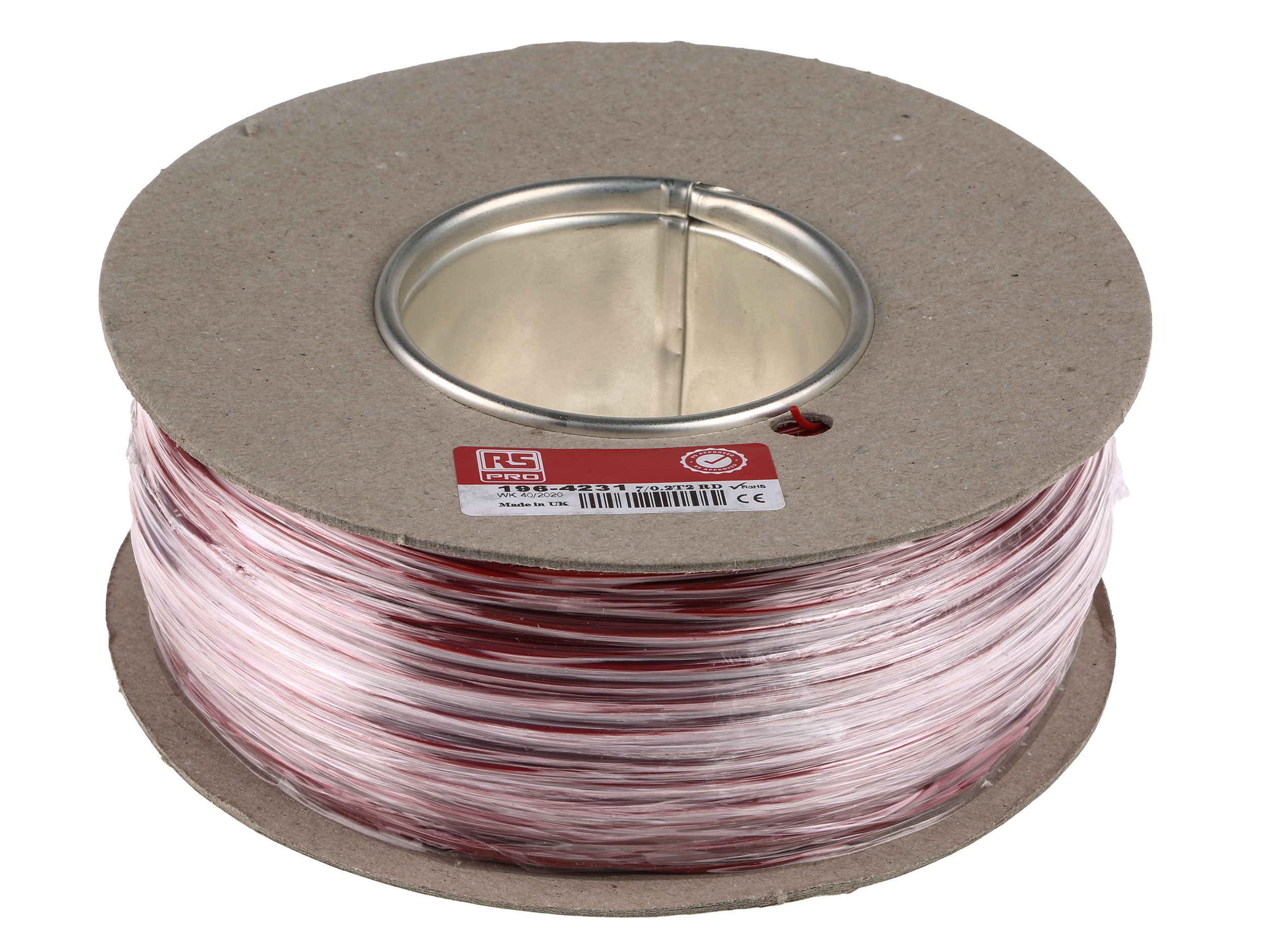 RS PRO Red 0.2 mm² Hook Up Wire, 24 AWG, 7/0.2 mm, 500m, PVC Insulation