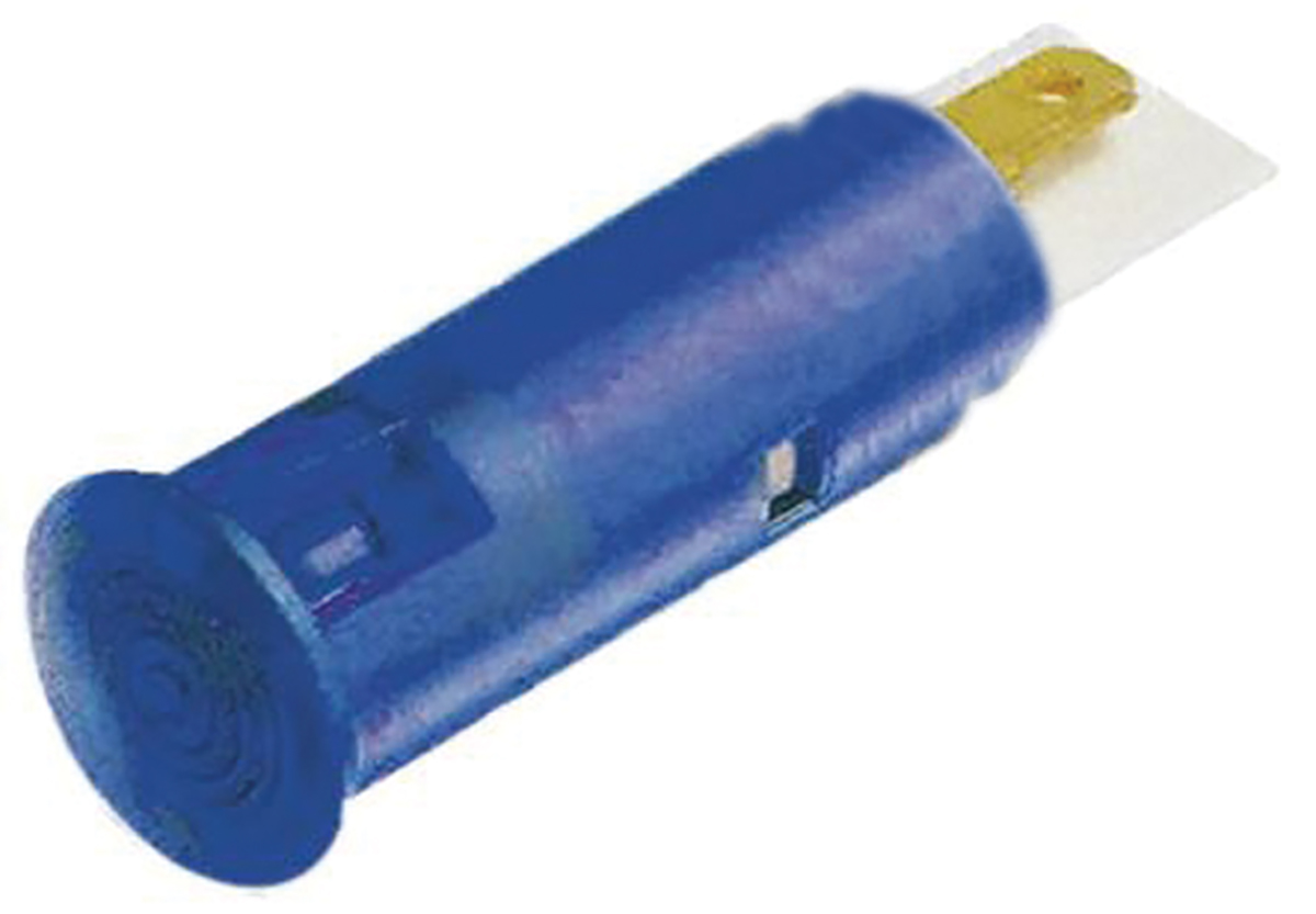 Signal Construct Blue Panel Mount Indicator, 24 → 28V, 6mm Mounting Hole Size, Solder Tab Termination