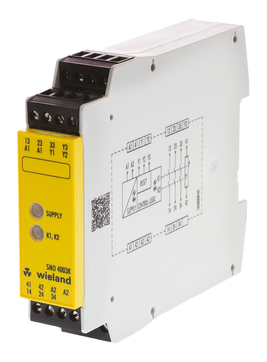 Wieland safeRELAY SNO 4003 1 Auxiliary Contacts Safety Relay 24V ac/dc, Dual-Channel 3 Safety Contacts