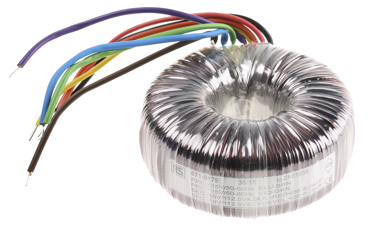 RS PRO 115 V ac, 230 V ac, 2 x 18V ac Toroidal Transformer, 225VA 2 Output