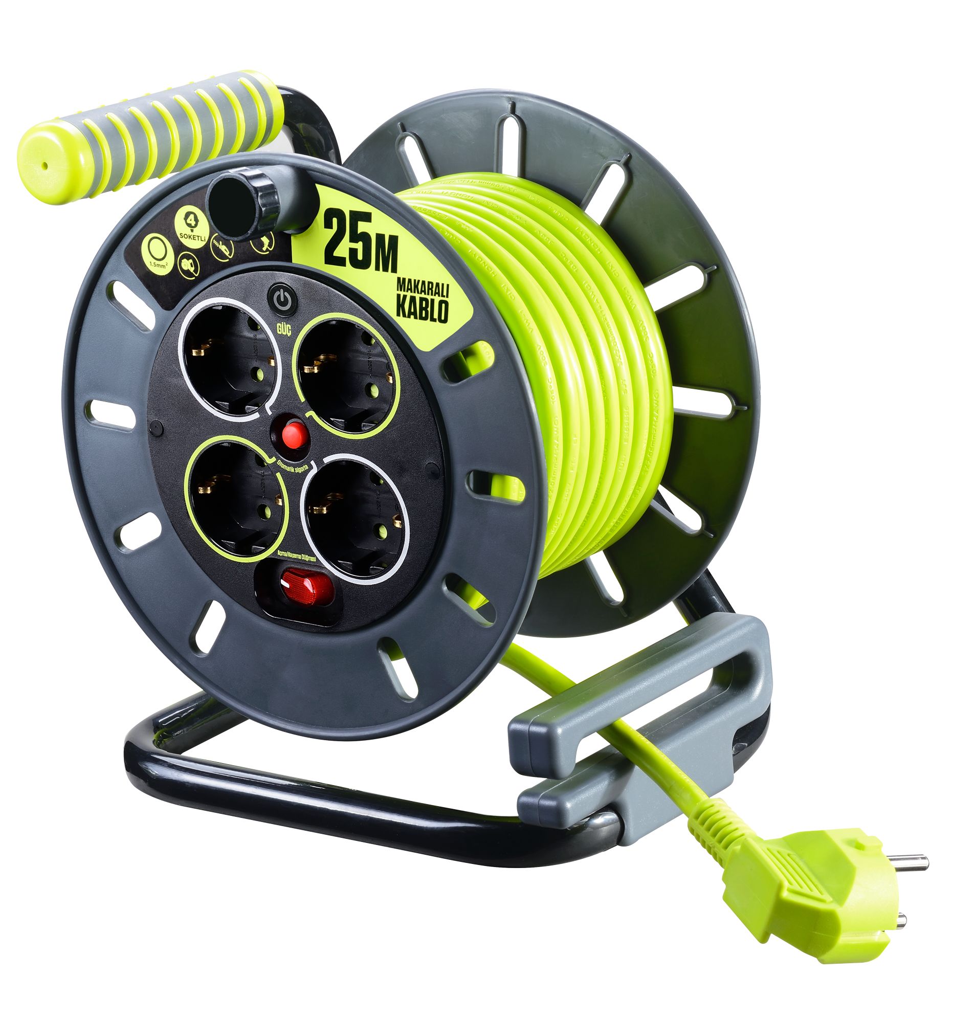 RS PRO 25m 4 Socket Type F - German Schuko Cable Reel Open Reel, 240 V