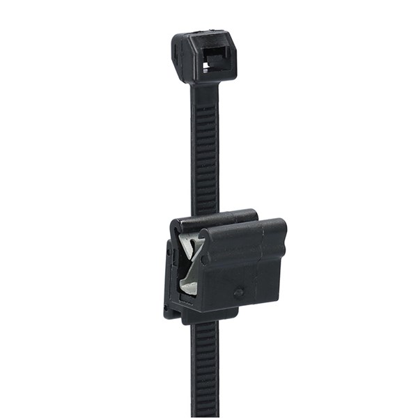 NEMIQ Cable Tie, Cable Tie With Edge Clip, 200mm x 4.8 mm, Black Polyamide, Pk-100