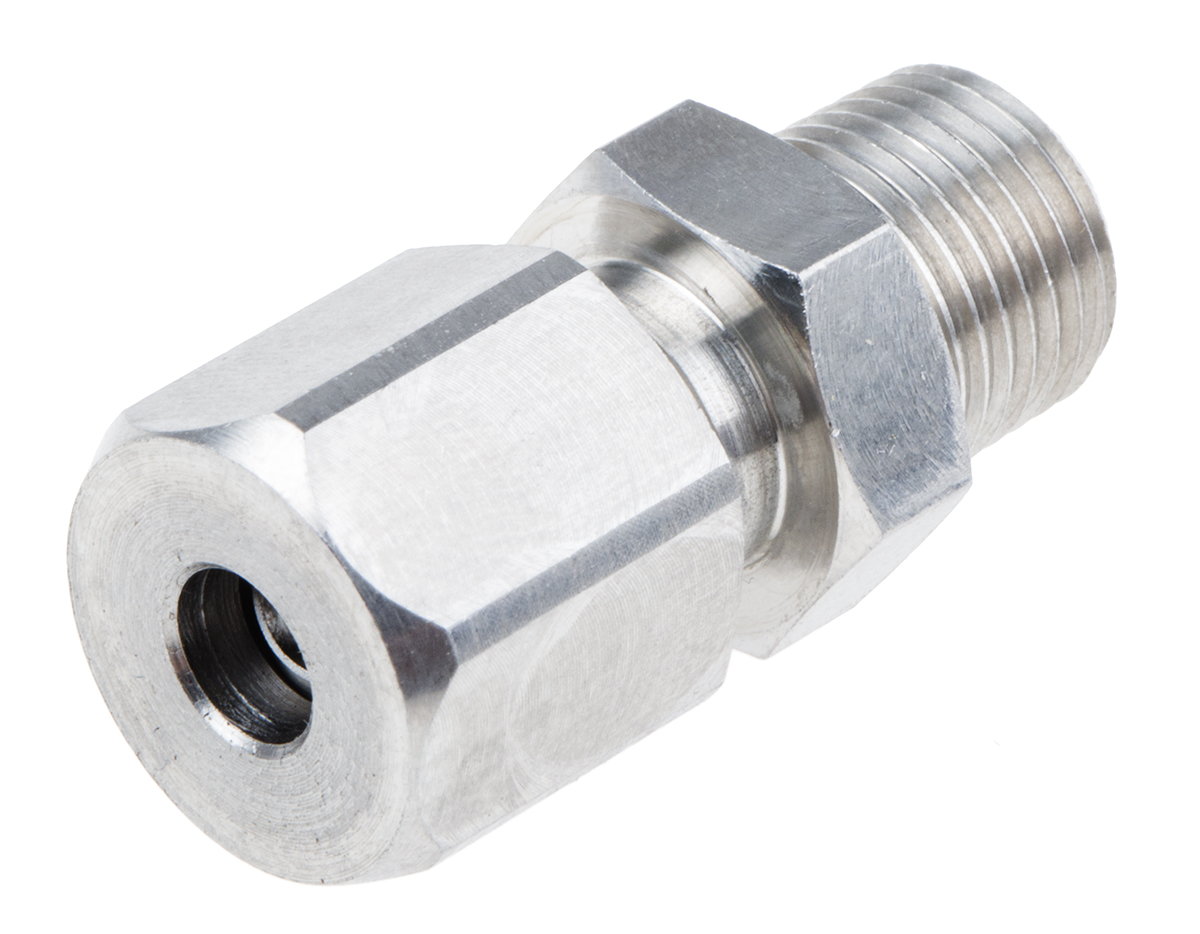 RS PRO 1/8 NPT Compression Fitting for Use with Thermocouple or PRT Probe, 3/16in Probe, RoHS Compliant Standard