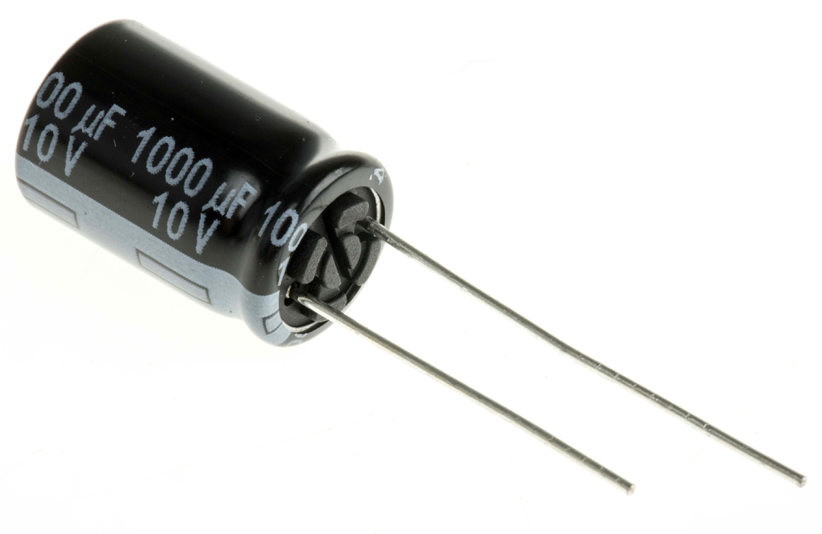 Panasonic 1000μF Aluminium Electrolytic Capacitor 10V dc, Radial, Through Hole - EEUFR1A102