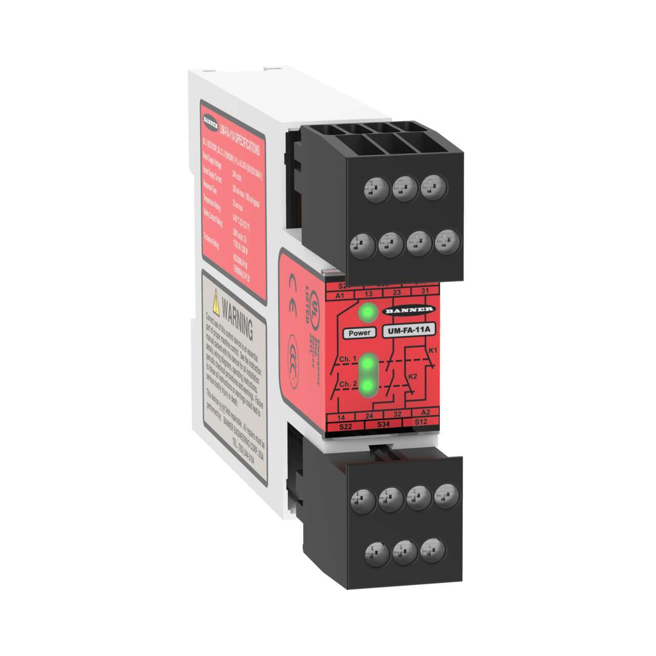 Banner IM-T Series Electromechanical Interface Relay, DIN Rail Mount, 24V dc Coil, 3-Pole, 6A Load