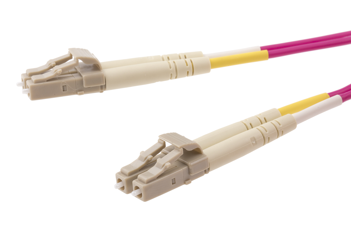 RS PRO LC to LC Duplex Multi Mode OM4 Fibre Optic Cable, 900μm, Violet, 1m
