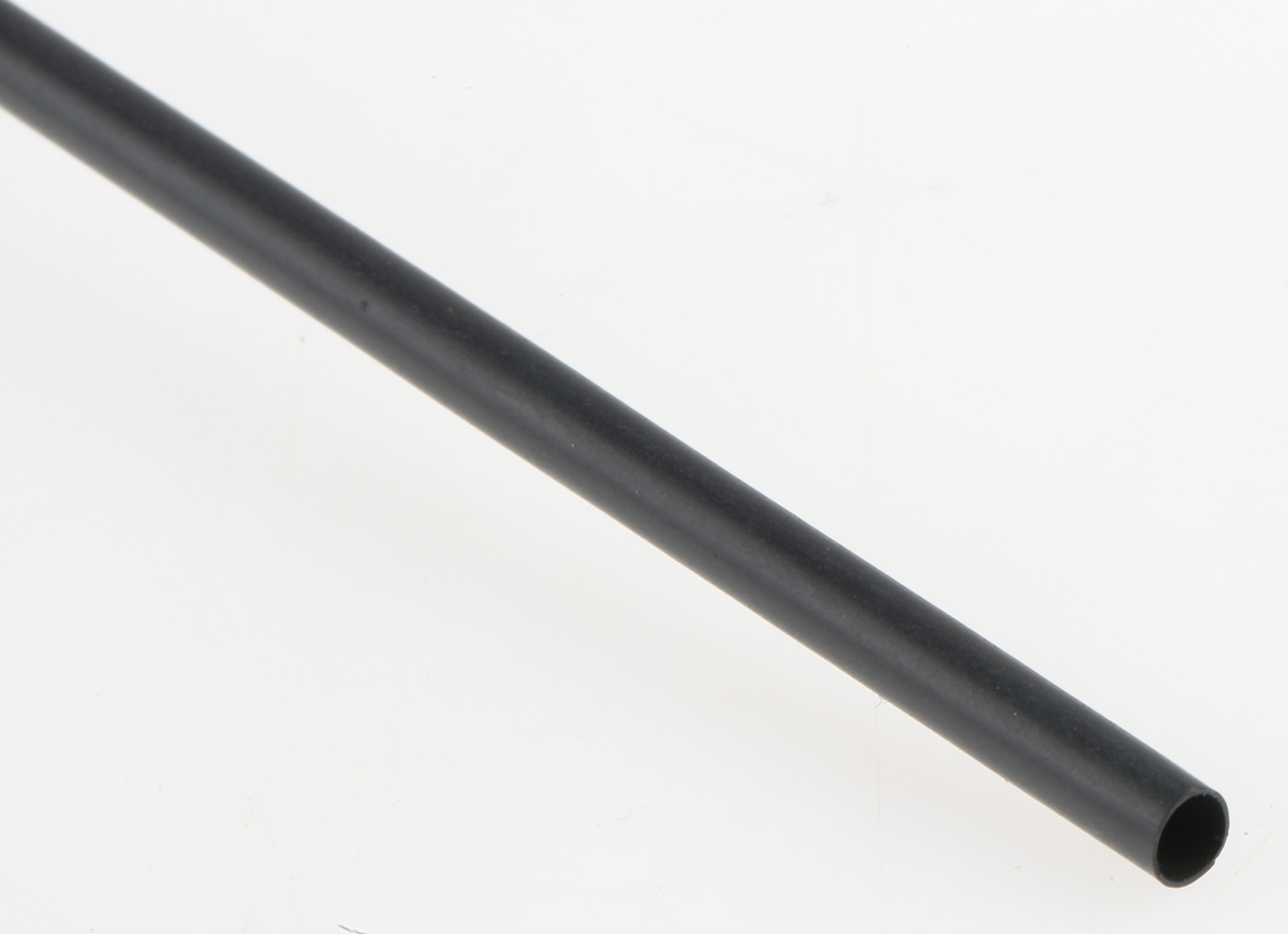 TE Connectivity Heat Shrink Tubing, Black 3.2mm Sleeve Dia. x 1.2m Length 2:1 Ratio, RNF-100 Series