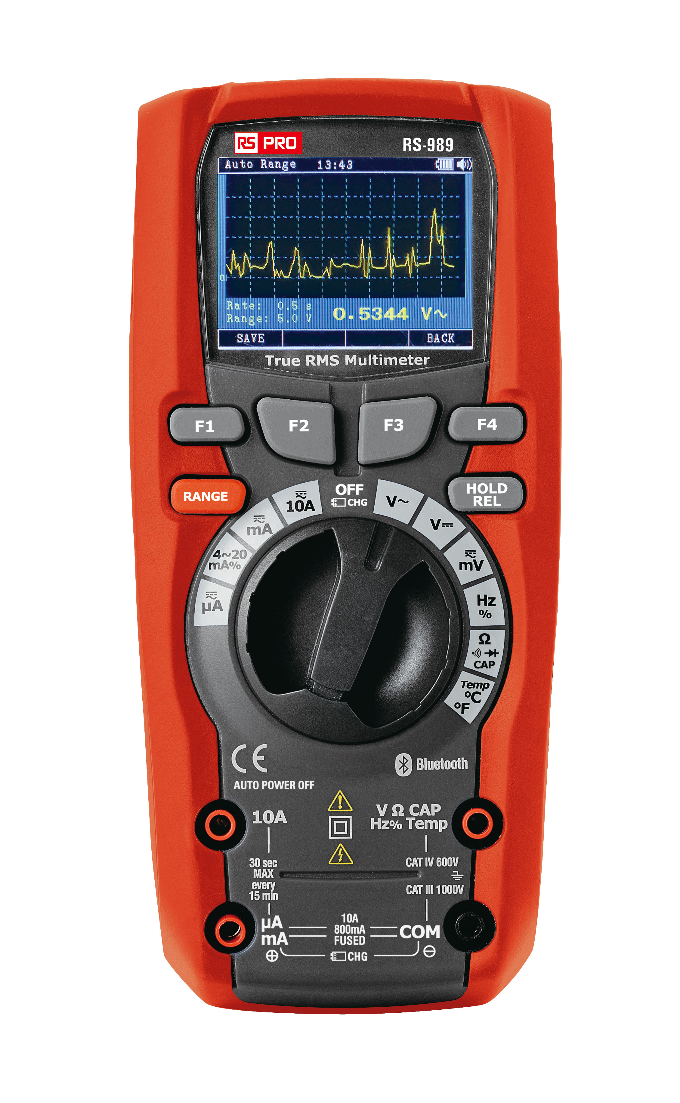RS PRO LCD, TFT Colour Multimeter, True RMS, 20mA ac Max, 10A dc Max, 1000V ac Max