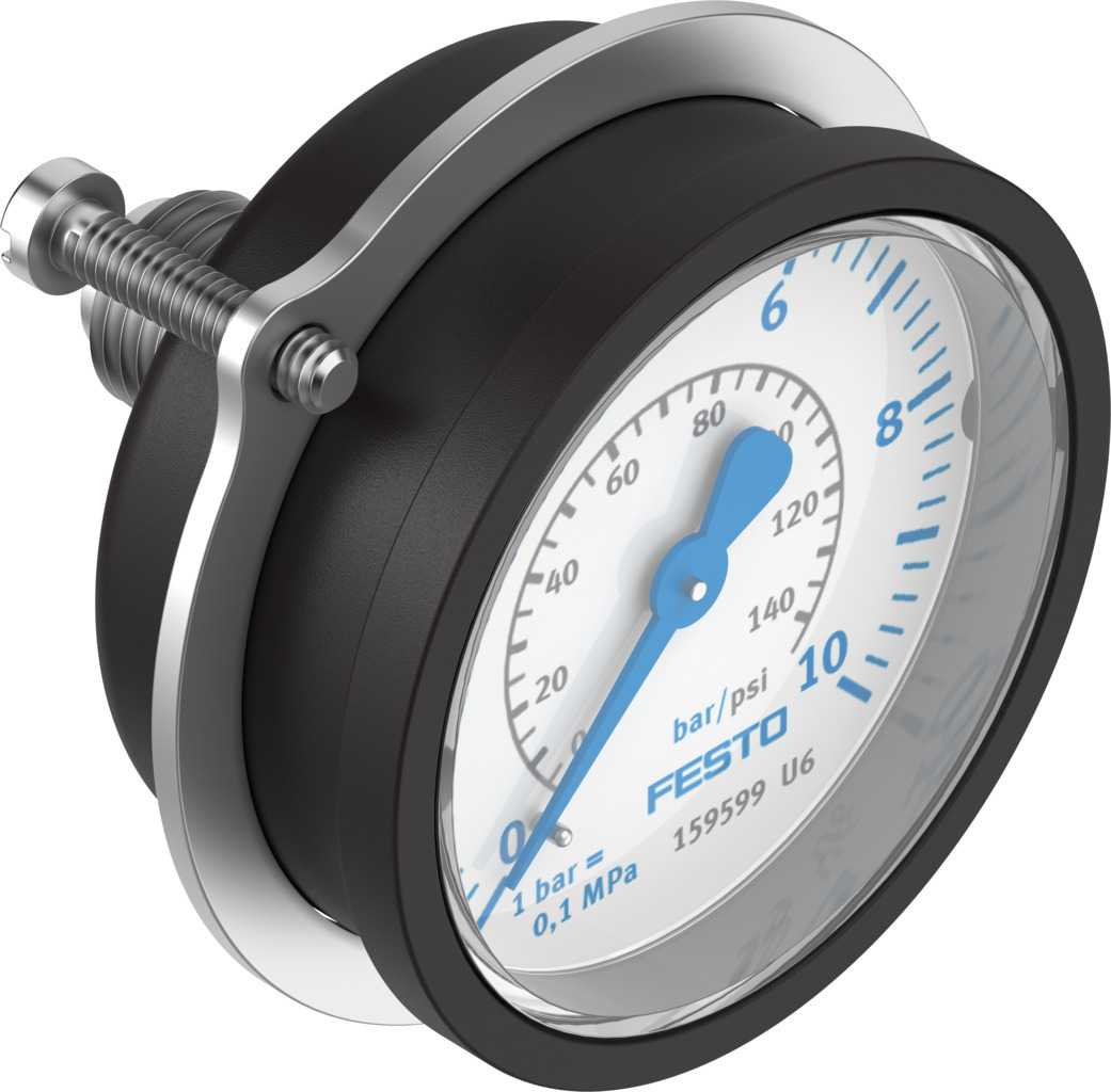 Festo G 1/4 Analogue Pressure Gauge 10bar Back Entry 50mm Outside Diameter