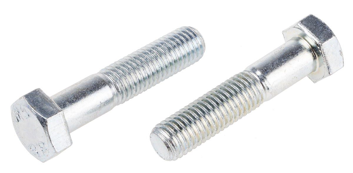RS PRO Bright Zinc Plated Steel, Hex Bolt, M14 x 65mm