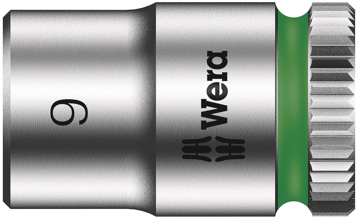 Wera 1/4 in Drive 9mm Standard Socket, 6 point, 23 mm Overall Length