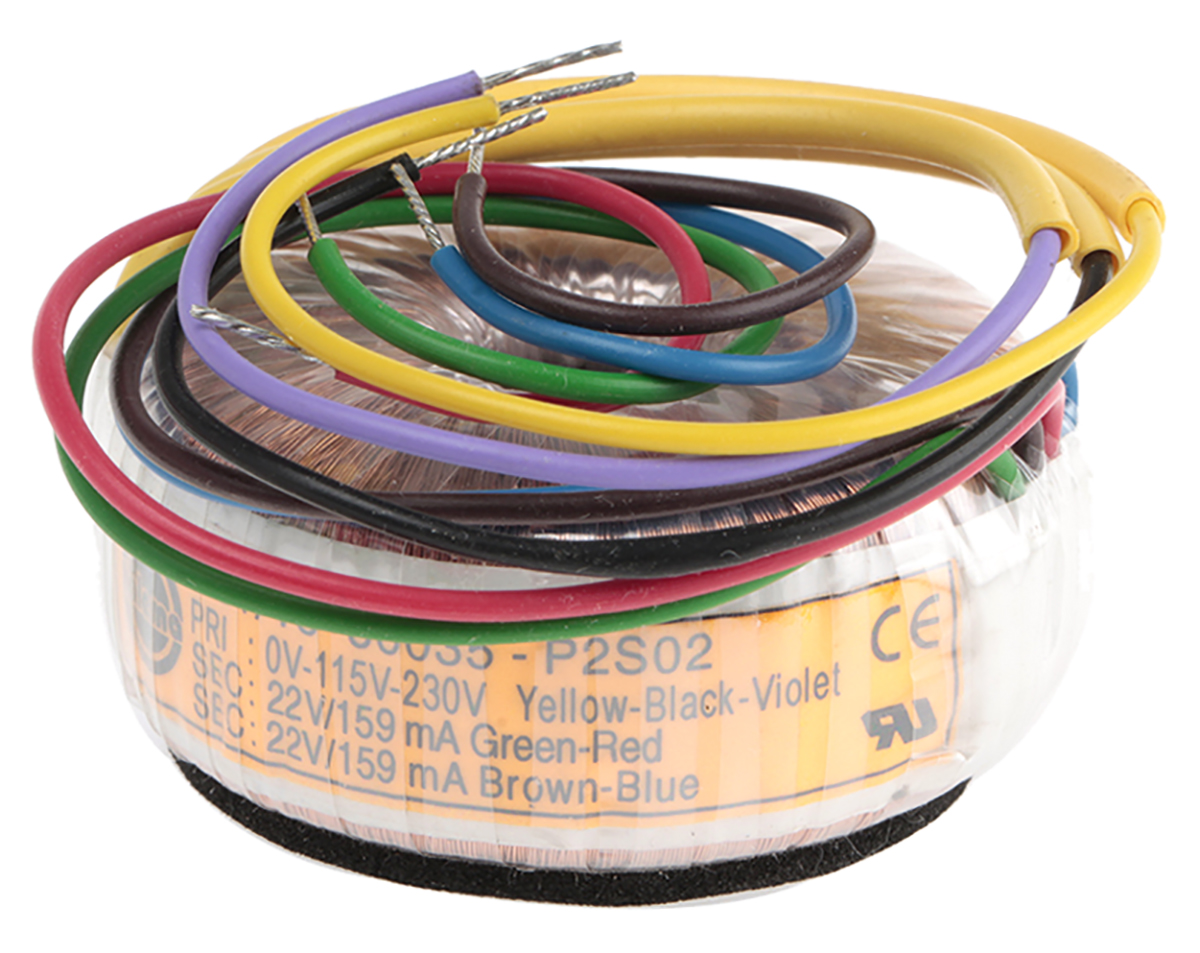 Nuvotem Talema 115 V ac, 230 V ac, 2 x 22V ac Toroidal Transformer, 7VA 2 Output