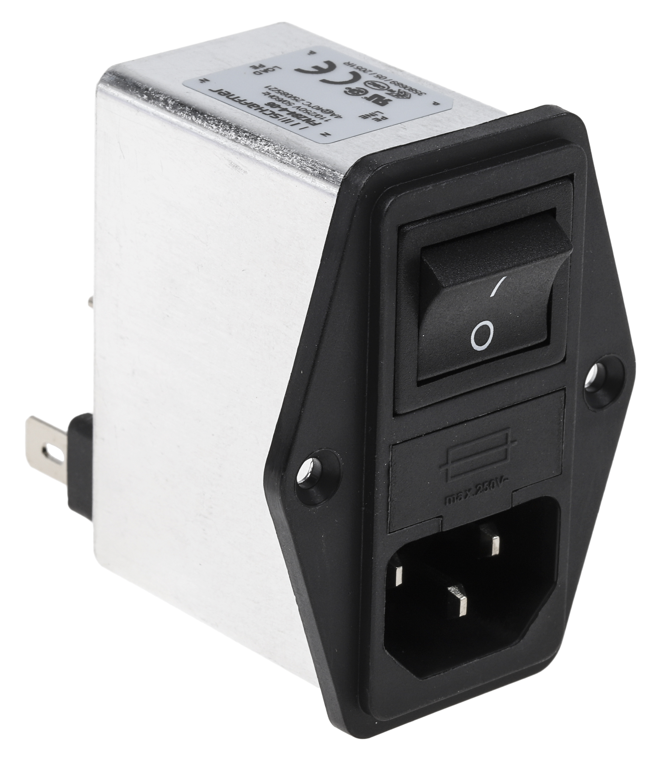 Schaffner 4A, 250 V ac Male Panel Mount IEC Filter 2 Pole FN284-4-06, Faston 2 Fuse