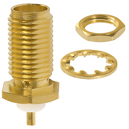 Cinch SMA Series, Jack Panel Mount SMA Connector, 50Ω, Solder Termination, Straight Body