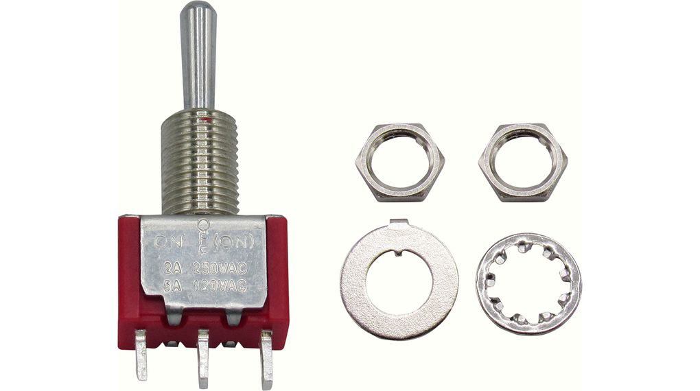 RND Toggle Switch, Panel Mount, On-Off-(On), 1CO, Solder Lug Terminal, 28 V dc, 125 V dc, 250 V dc