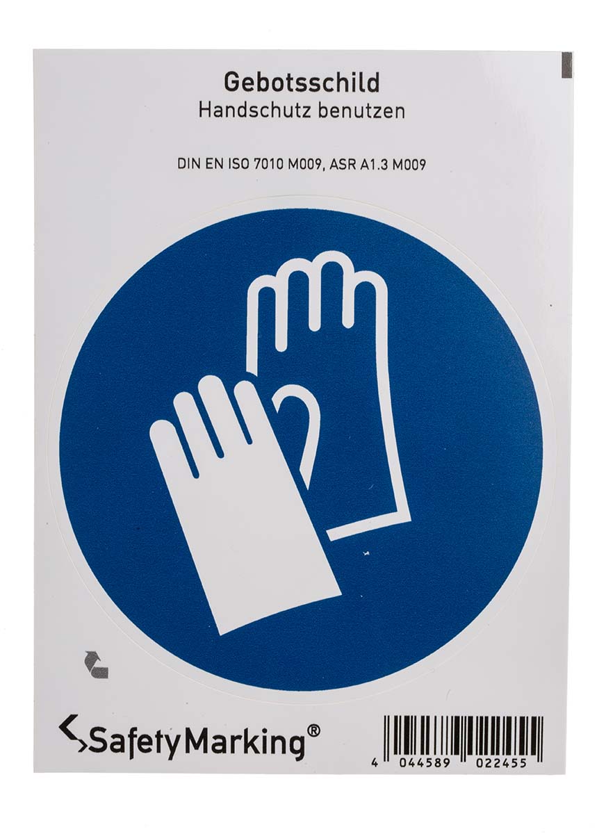 Wolk PVC Mandatory Hand Protection Sign With Pictogram Only Text