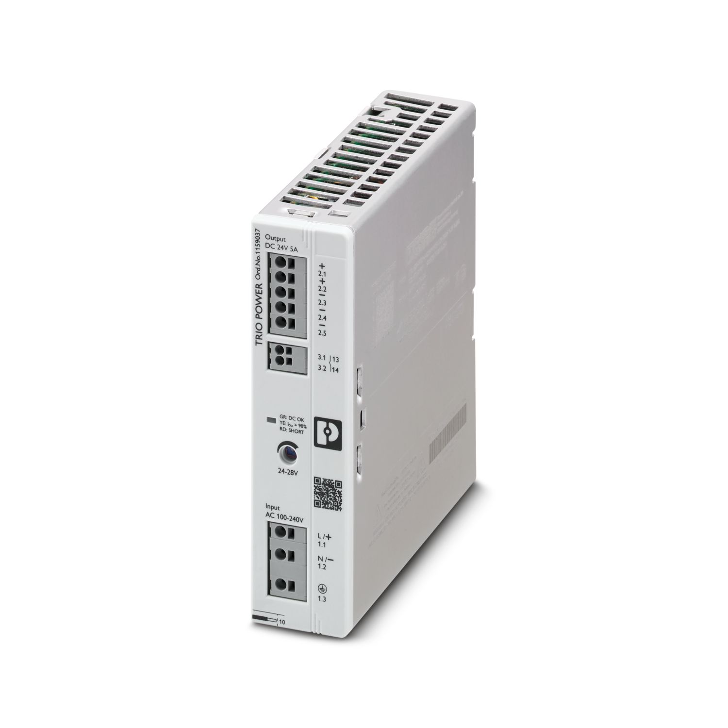 Phoenix Contact TRIO POWER DIN Rail Power Supply, 240V ac, dc Input, 24V dc Output, 5A Output, 480W