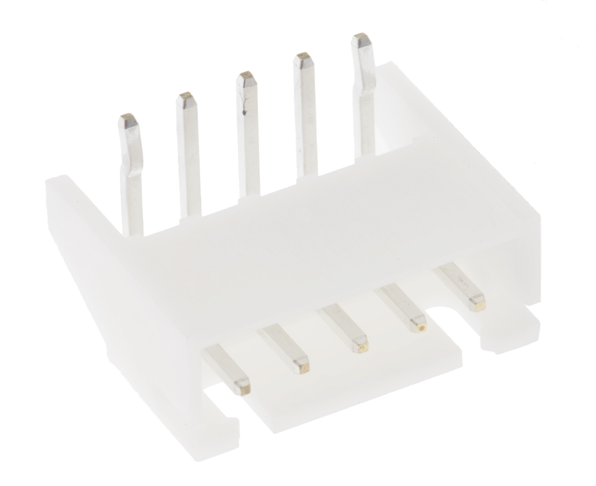 JST XH Series Right Angle Through Hole PCB Header, 5 Contact(s), 2.5 mm Pitch, 1 Row, Shrouded