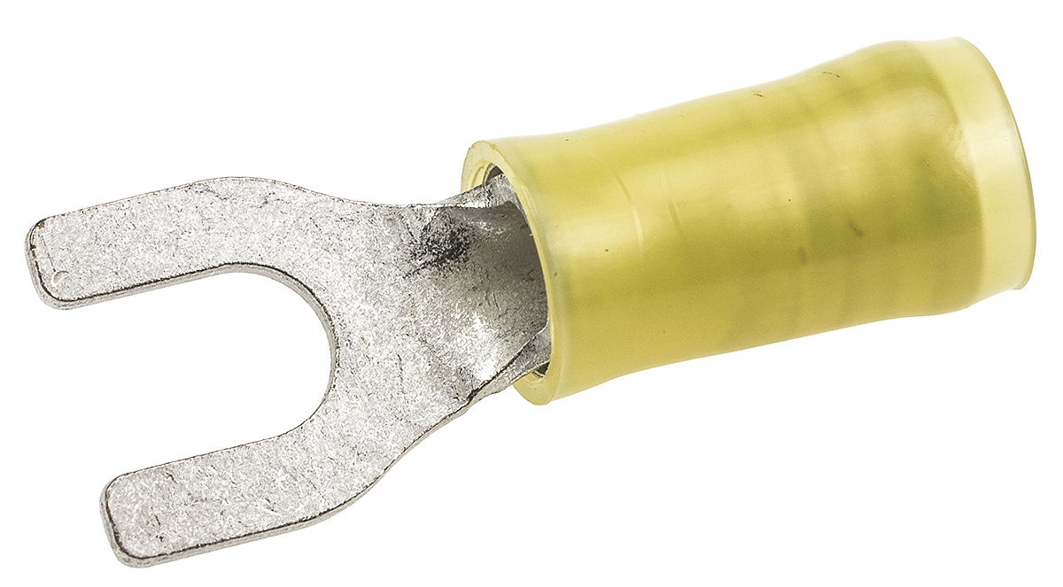 TE Connectivity PIDG Insulated Crimp Spade Connector, 2.6mm² to 6.6mm², 12AWG to 10AWG, M5 Stud Size Nylon, Yellow