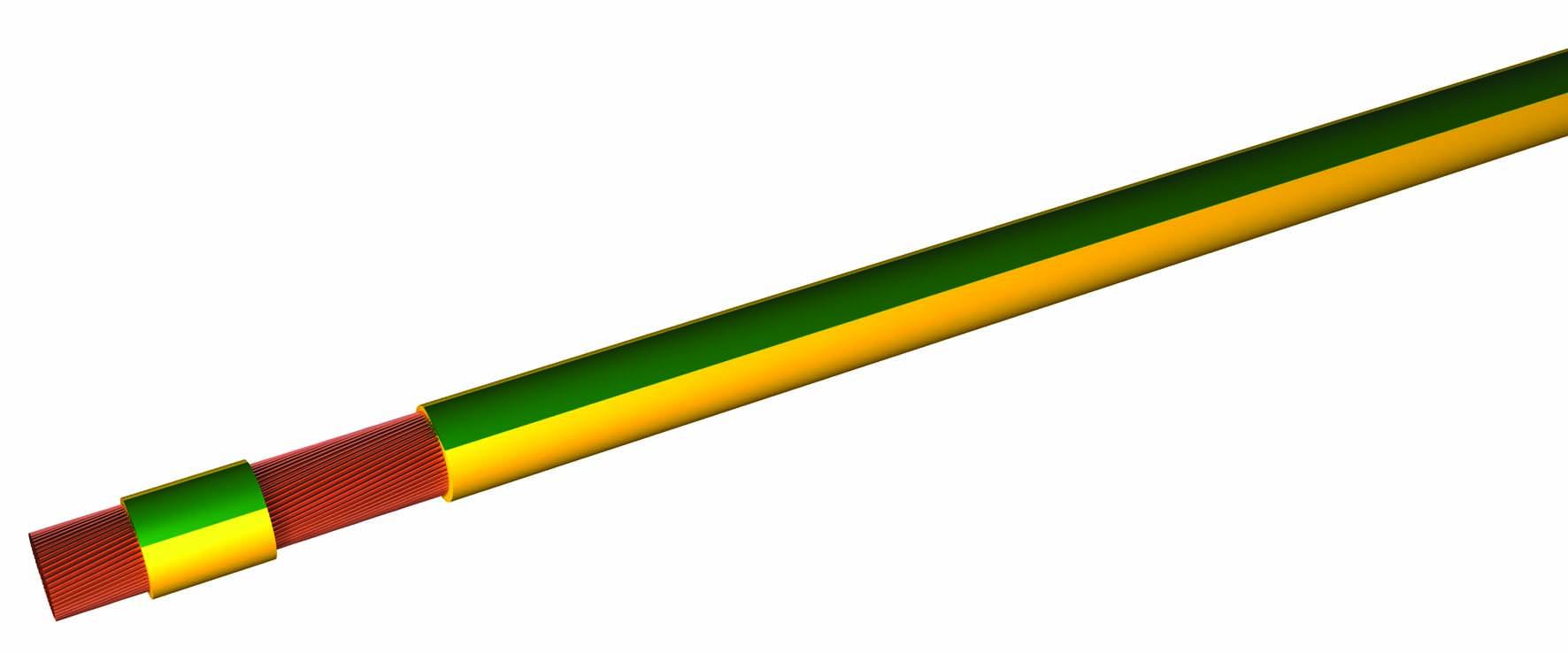 RS PRO Green/Yellow 10mm² Hook Up Wire, 8 AWG, 100m, PVC Insulation