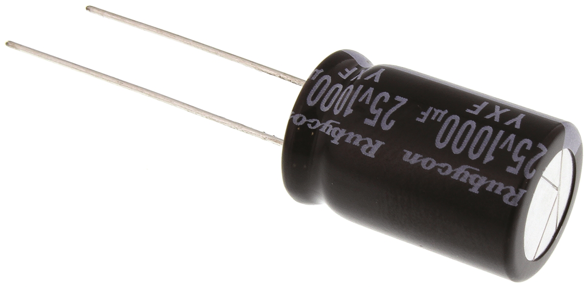 Rubycon 1000μF Aluminium Electrolytic Capacitor 25V dc, Radial, Through Hole - 25YXF1000M12.5X20