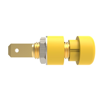 Schutzinger Yellow Female Banana Connector, 4 mm Connector, Cable Lug Termination, 32A, 30 V ac, 60 V dc, Gold Plating