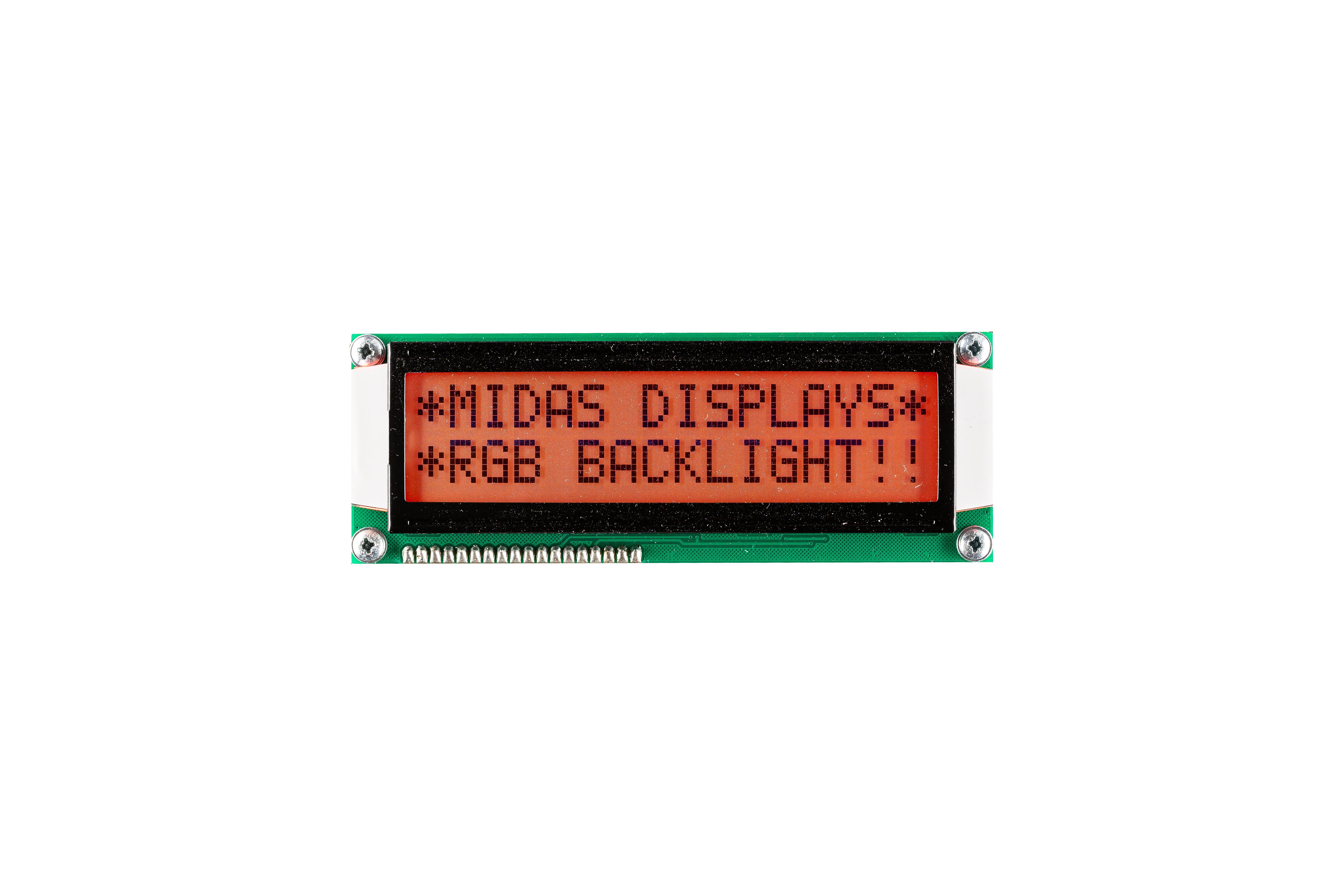 Midas MD21609A6W-FPTLRGB Alphanumeric LCD Display, 2 Rows by 16 Characters