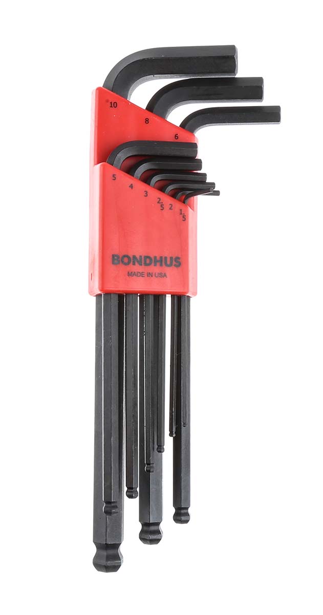 Bondhus 9 piece L Shape Metric Hex Key Set, 1.5 → 10mm