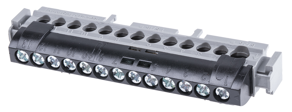 Legrand Distribution Block, 13 Way, 1.5 → 16 mm², 6 → 25 mm², 100A, 400 V ac, Black