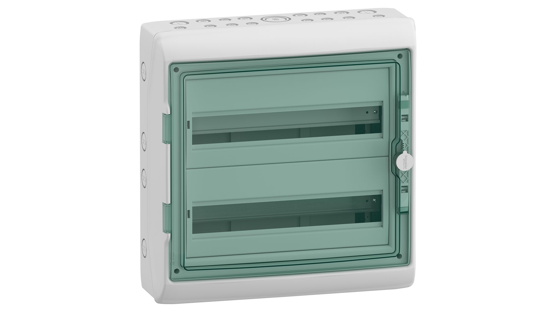 Schneider Electric Mureva Series Light Grey Polymer Enclosure, IP65, IK09, Green Lid, 448 x 460 x 160mm