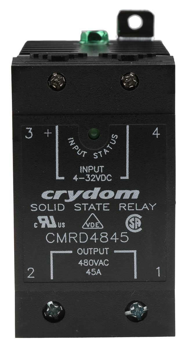 Sensata Crydom Solid State Relay, 45 A Load, DIN Rail Mount, 530 V Load, 32 V Control
