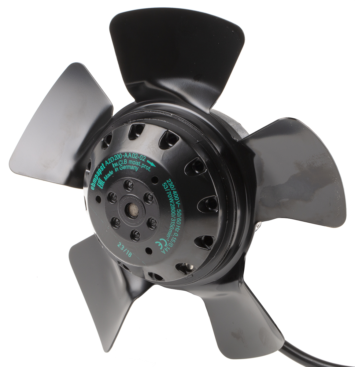 ebm-papst A Series Axial Fan, 230 V ac, 400 V ac, AC Operation, 940m³/h, 70W, 260mA Max, 195 x 73mm