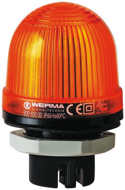 Werma EM 801 Series Yellow Steady Beacon, 230 V ac, Panel Mount, LED Bulb