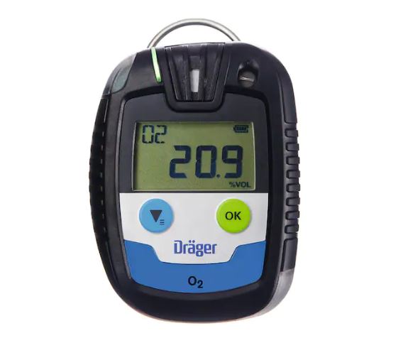 DRAEGER Pac 6000 02 Portable Single-Gas Detector for Oxygen Detection, Audible Alarm, ATEX Approved