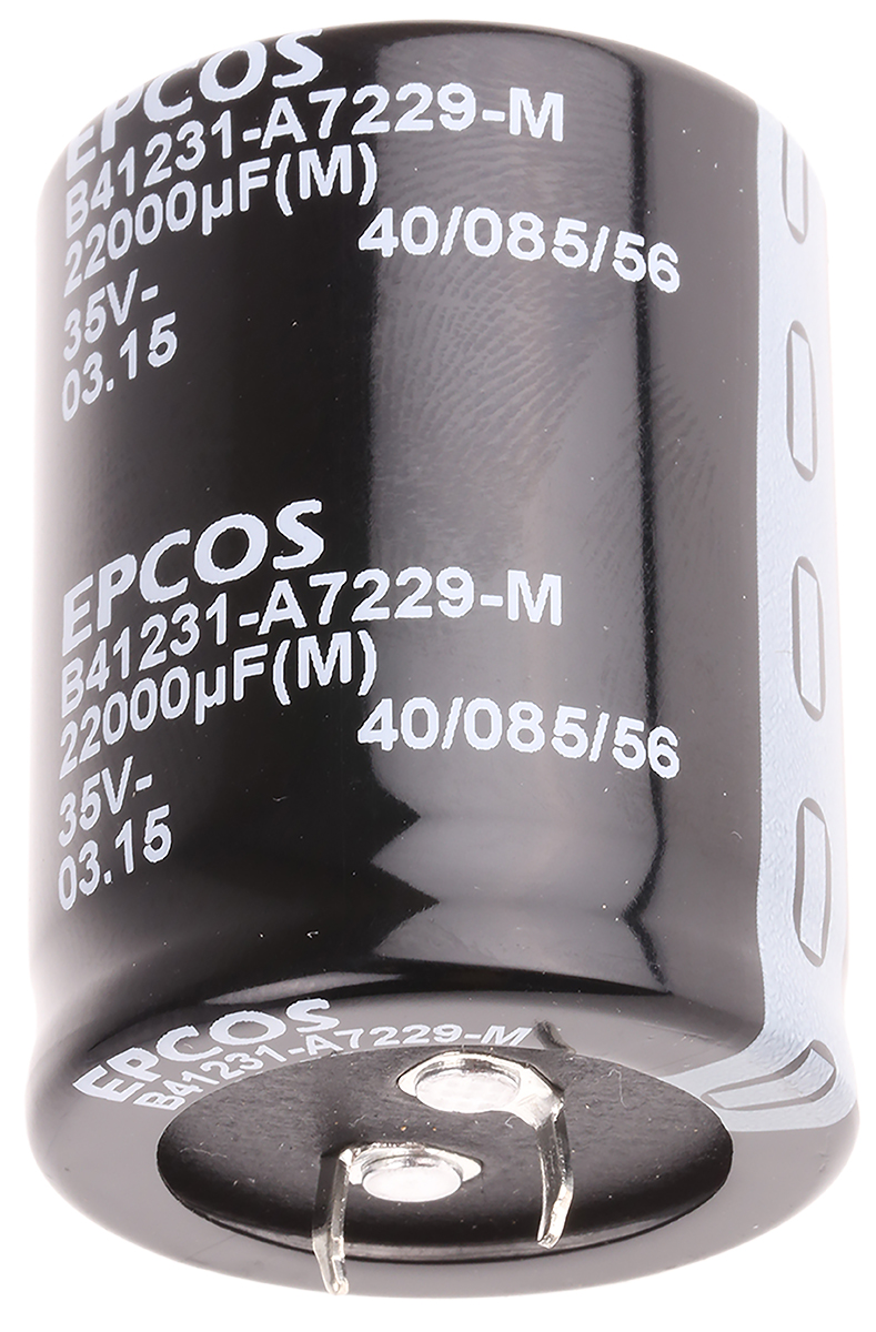 EPCOS 22000μF Aluminium Electrolytic Capacitor 35V dc, Snap-In - B41231A7229M060
