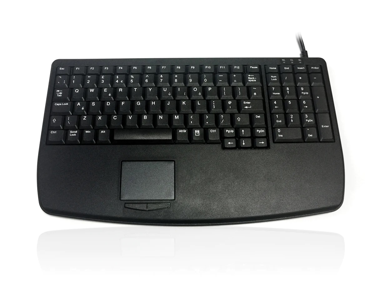 Ceratech KYB500-730V2 Wired USB Compact Touchpad Keyboard, QWERTY (US), Black