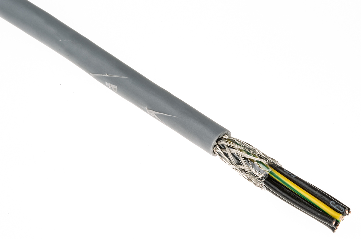 RS PRO Control Cable, 7 Cores 0.5 mm² 20 AWG, 50 m, Screened Stranded, Grey Polyvinyl Chloride Sheath