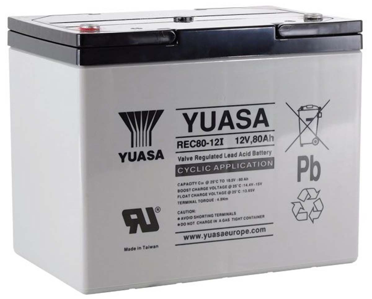 Yuasa 12V M6 Sealed Lead Acid Battery, 80Ah