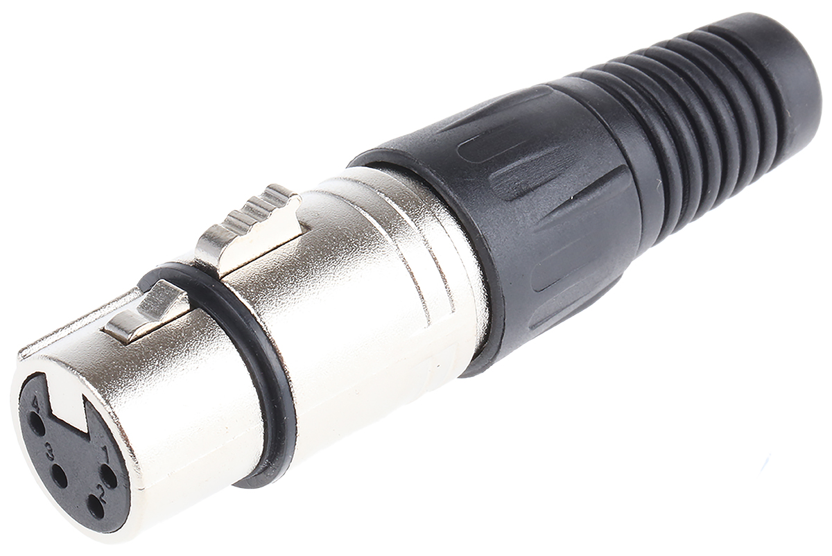 RS PRO Cable Mount XLR Connector, Female, 250 V ac, 4 Way, Silver Plating
