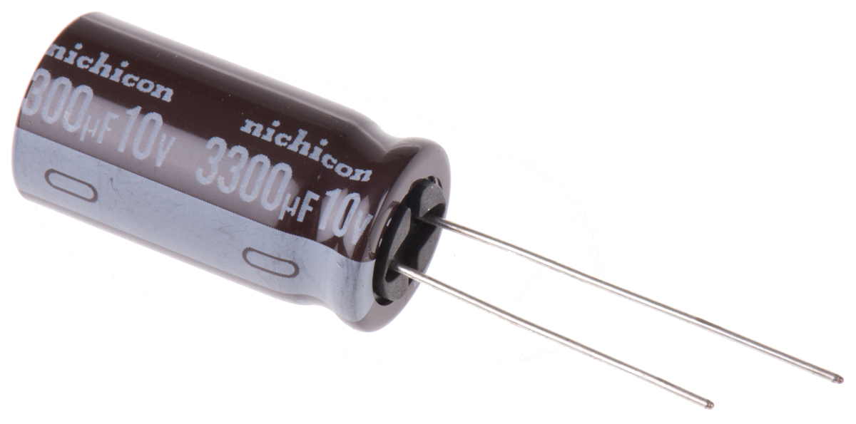 Nichicon 3300μF Aluminium Electrolytic Capacitor 10V dc, Radial, Through Hole - UPS1A332MHD