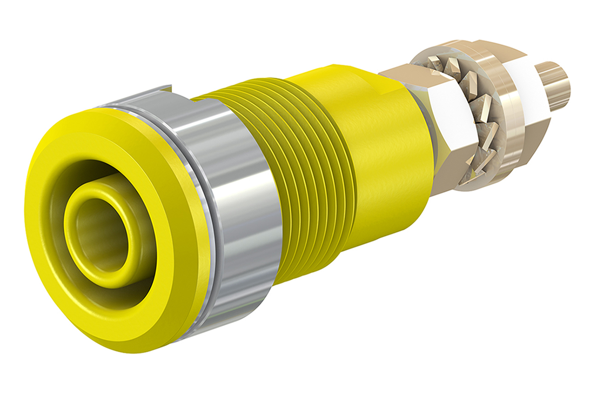 Staubli Yellow Female Banana Socket, 4 mm Connector, Solder Termination, 32A, 1000V, Gold Plating