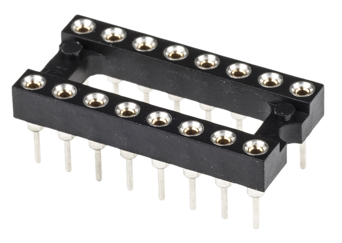 Preci-Dip 2.54mm Pitch Vertical 16 Way, Through Hole Turned Pin Open Frame IC Dip Socket, 1A